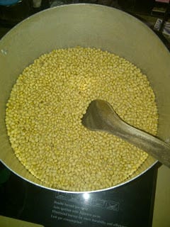 Soya beans in a pot