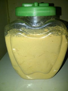 Soya bean powder for infants stored in an airtight jar