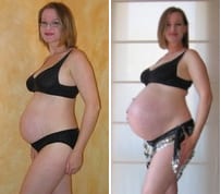 Pregnancy comparison. 26 weeks and 40 weeks. 2005