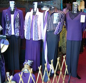 Male and female clothes in lilac