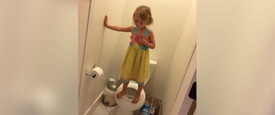 PHOTO: Stacey Freeleys photo of her 3-year-old daughter practicing a lockdown drill while playing at their home in Michigan has gone viral.