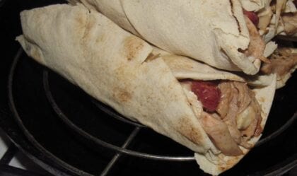 shawarma made with my frying pan still sitting on the pan after cooking