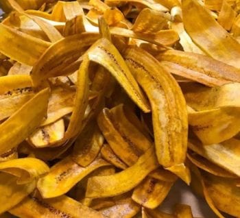 long slices of plantain chips made with honey
