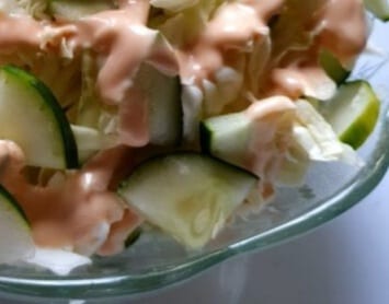 Cabbage Cucumber salad with my salad cream 